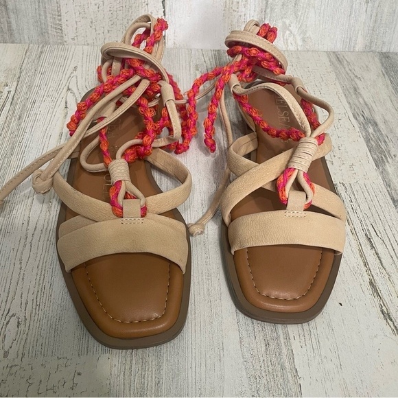 Chelsea & Violet Dahlia Leather Ankle Wrap Lace Up Strappy Sandals Size 5M $89 - Picture 2 of 8